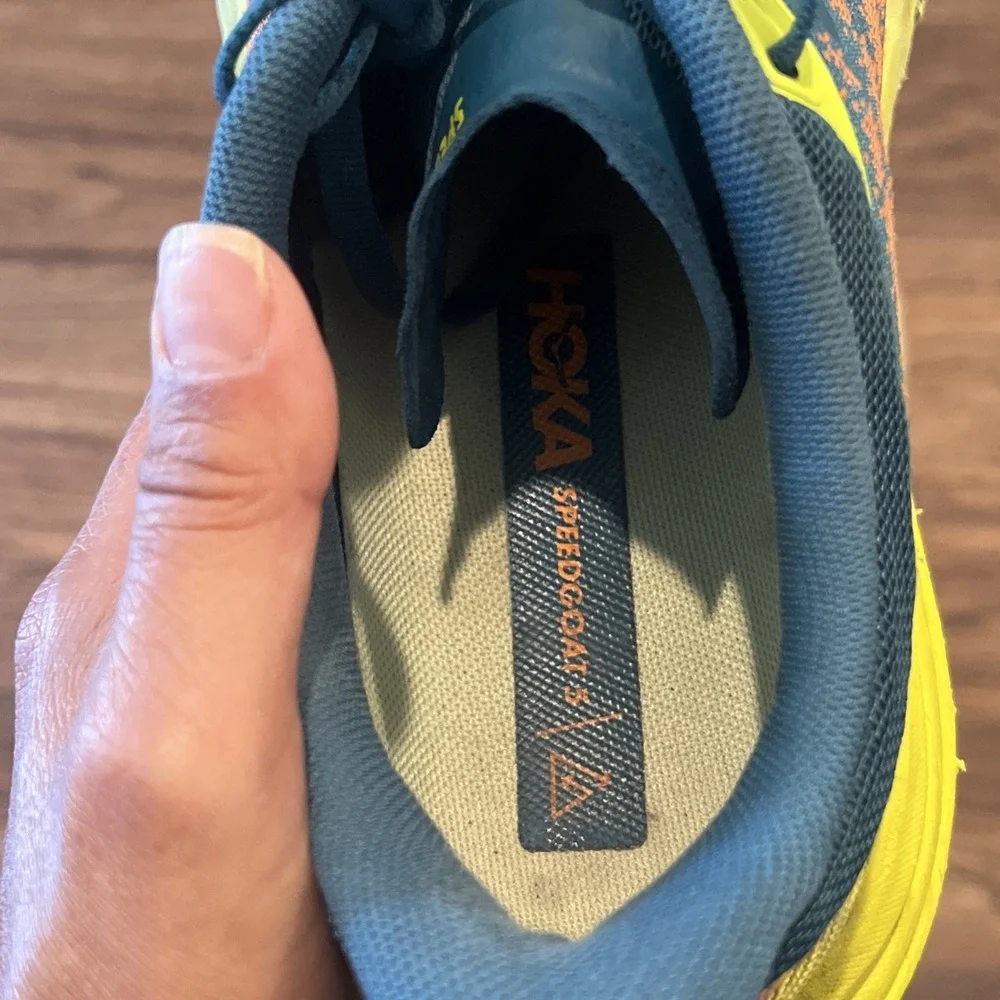 Hoka Speedgoat 5 Cushioned Trail Running Shoes Sneakers Blue Neon Size 9.5 Men's
